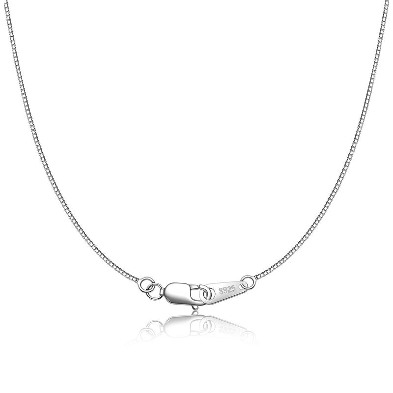 CIELTEAR 925 Sterling Silver Chain Necklace for Women 0.8mm Box Chain, Italian Necklace Chain, Super Strong & Thin & Long16/18/20/22/24 Inches - Image 1